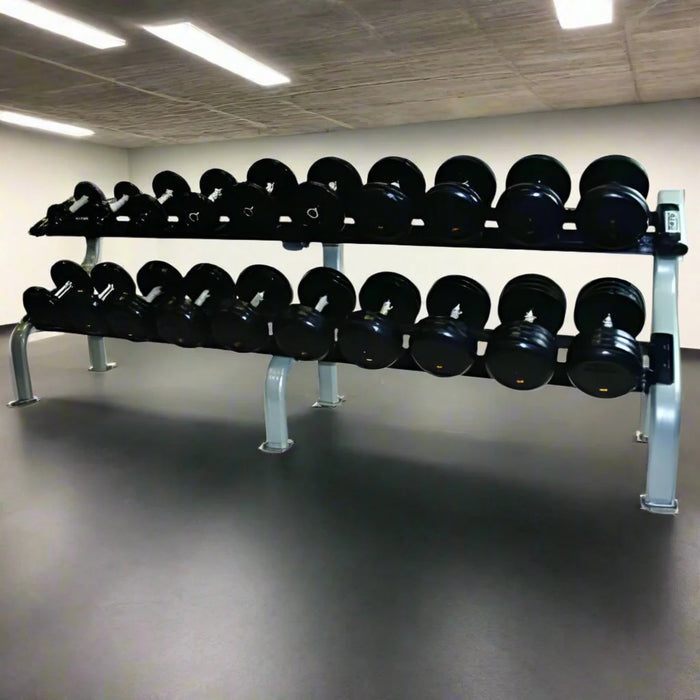 Troy Rubber Pro-Style Dumbbells w/ 2 Saddle Racks (5-100 lbs.)