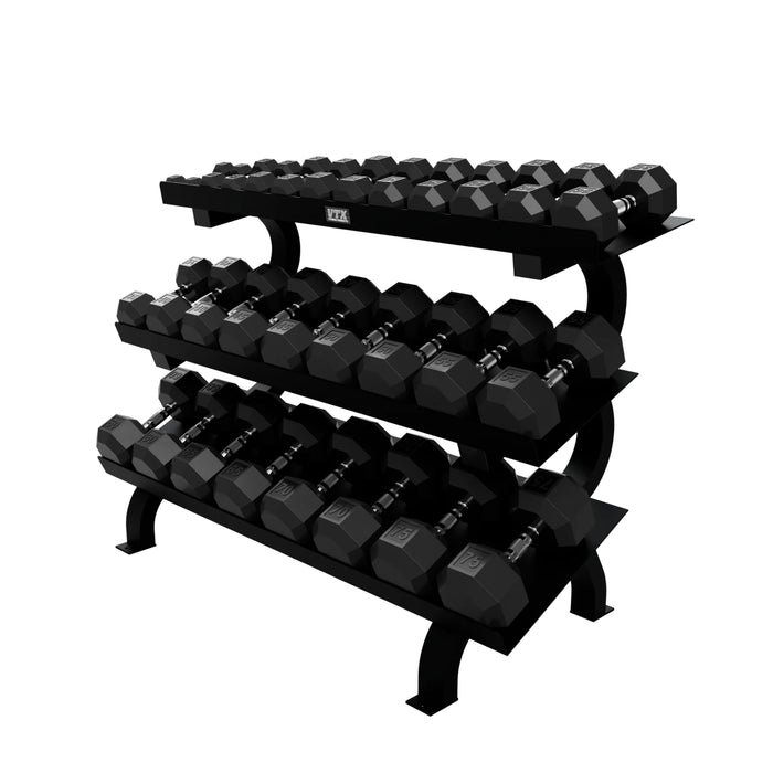 Troy 12 Sided Rubber Dumbbell Set with Vertical Storage Racks (5-75lbs.)