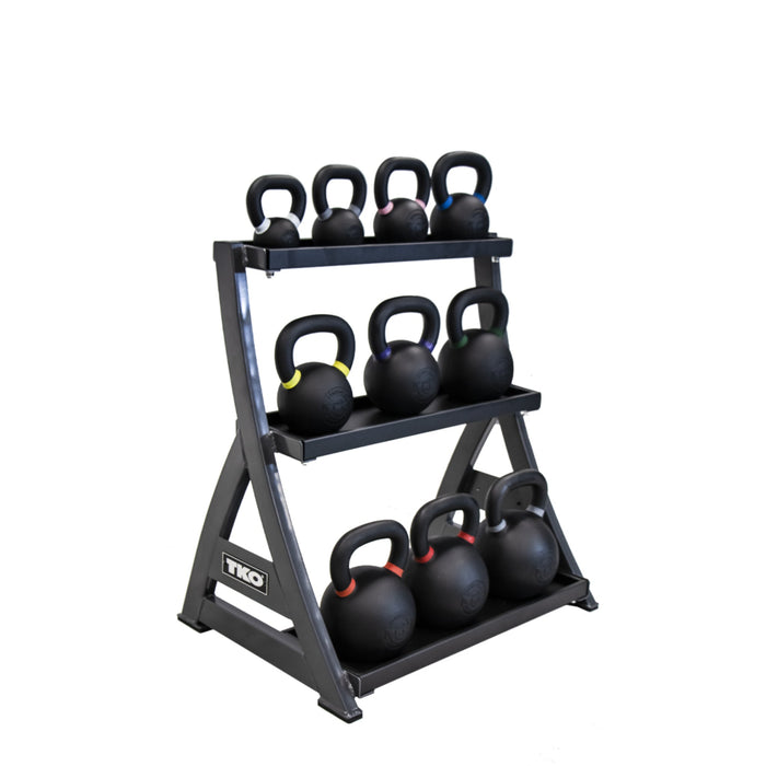 TKO Pro Cast Kettlebell set w/ 3 - Tier Rack (4kg - 36kg) - Free Weights - TKO