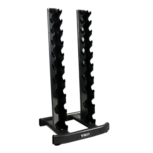 TKO Rubber Hex Dumbbells w/ 10 pair Vertical DB Rack (5 - 50 lbs) - Free Weights - TKO
