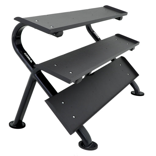 TKO Rubber Hex Dumbbells w/ 3 - Tier Horizontal DB Rack (5 - 75 lbs) - Free Weights - TKO