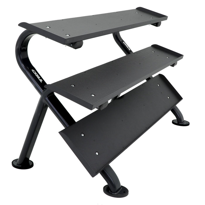 TKO Rubber Hex Dumbbells w/ 3 - Tier Horizontal DB Rack (5 - 75 lbs) - Free Weights - TKO