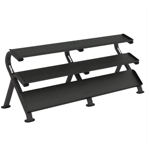 TKO Rubber Hex Dumbbells w/ 3 tier Shelf Rack (5 - 100lb) - Free Weights - TKO