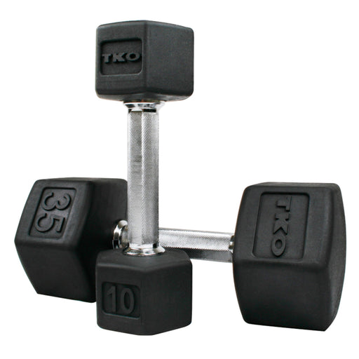 TKO Rubber Hex Dumbell Sets - Tri - Grip Handle (814TXR) - Free Weights - TKO