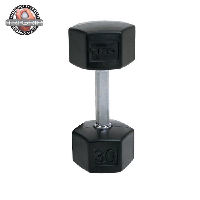 TKO Rubber Hex Dumbell Sets - Tri - Grip Handle (814TXR) - Free Weights - TKO