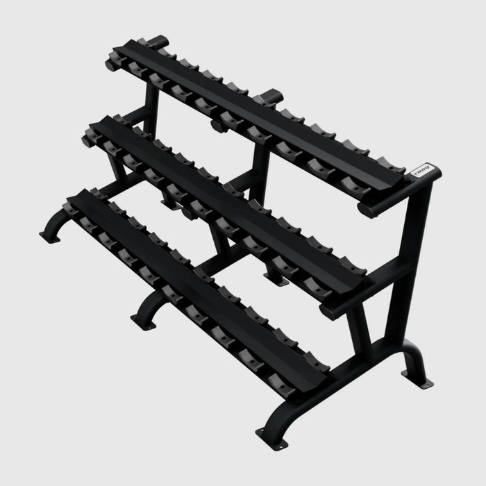 Troy 12 Sided Rubber Dumbbell Set with storage rack (5 - 75lbs.) - Free Weights - Troy VTX