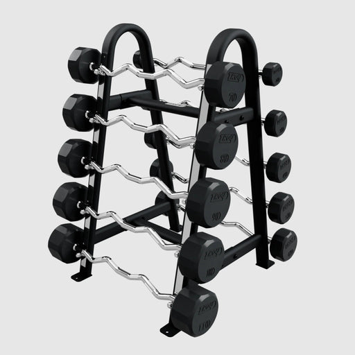 TROY 12 - Sided Rubber (EZ Curl) Barbell Set with Rack (20 - 110 lbs.) - Free Weights - Troy VTX