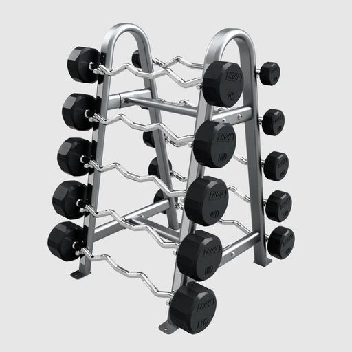 TROY 12 - Sided Rubber (EZ Curl) Barbell Set with Rack (20 - 110 lbs.) - Free Weights - Troy VTX