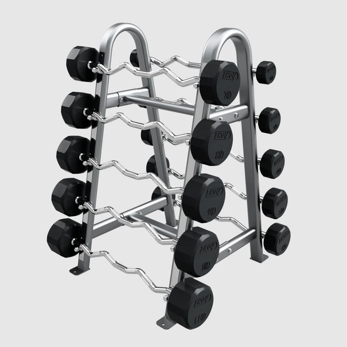 TROY 12 - Sided Rubber (EZ Curl) Barbell Set with Rack (20 - 110 lbs.) - Free Weights - Troy VTX