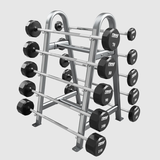TROY 12 - Sided Urethane Barbell Set with Rack (20 - 110 lbs.) - Free Weights - Troy VTX