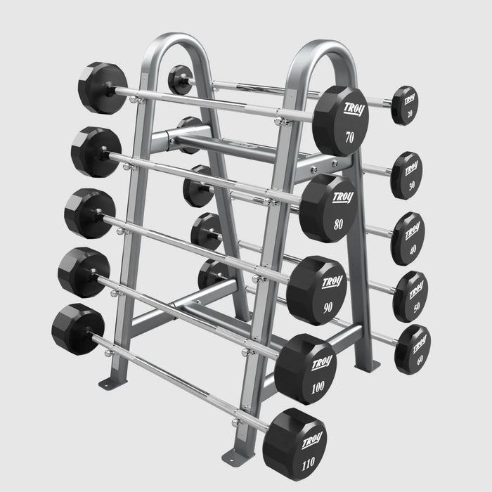TROY 12 - Sided Urethane Barbell Set with Rack (20 - 110 lbs.) - Free Weights - Troy VTX