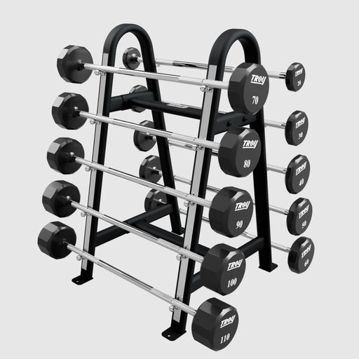 TROY 12 - Sided Urethane Barbell Set with Rack (20 - 110 lbs.) - Free Weights - Troy VTX