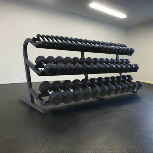 Troy VTX Rubber Dumbbells with Rail Rack (5 - 100 lbs) - Free Weights - Troy VTX