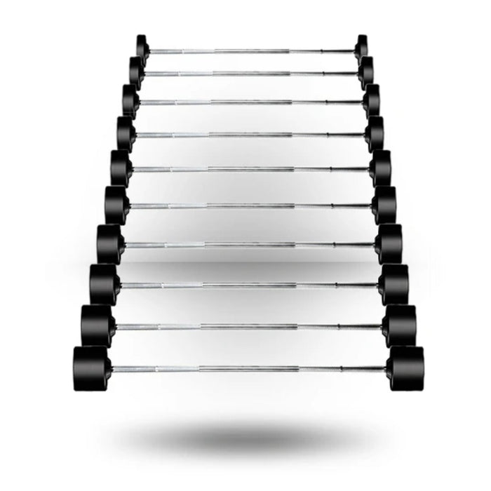 York Barbell (20 - 110 lbs) Rubber Fixed Pro Barbell Sets with Rack - Free Weights - York Barbell