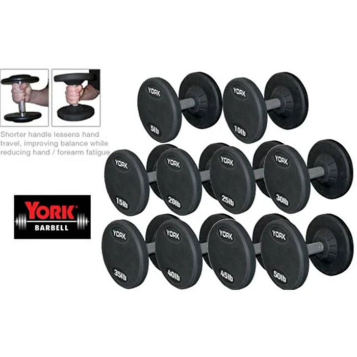 YORK Rubber Pro Style Dumbbell Sets - Free Weights - York Barbell