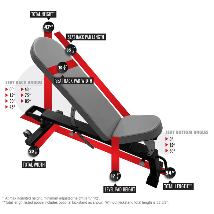 Legend Fitness Three-Way Utility Bench with Optional Kickstand