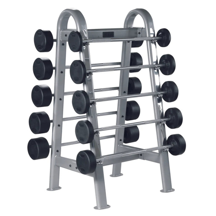 York Barbell (20-110 lbs) Rubber Fixed Pro Barbell Sets with Rack