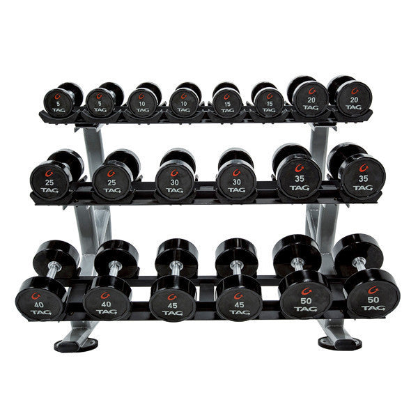 TAG Fitness Round Urethane Dumbbell Sets & Rack/s