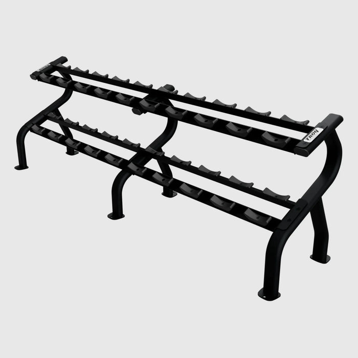 Troy Rubber Pro-Style Dumbbells w/ 2 Saddle Racks (5-100 lbs.)