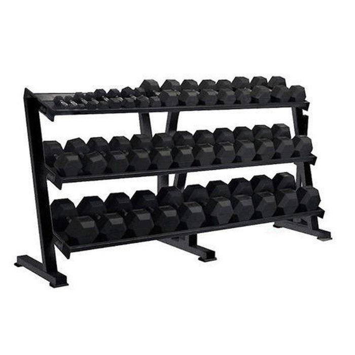 York Rubber Hex Dumbbell 5-75 lb Set with Rack