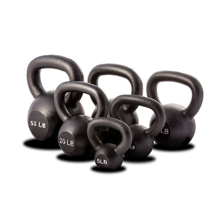 YORK (5-80 lb) Cast Iron Kettlebells w/ Rack