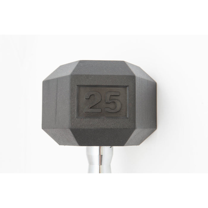 York Rubber Hex Dumbbells with Chrome Ergo Handle