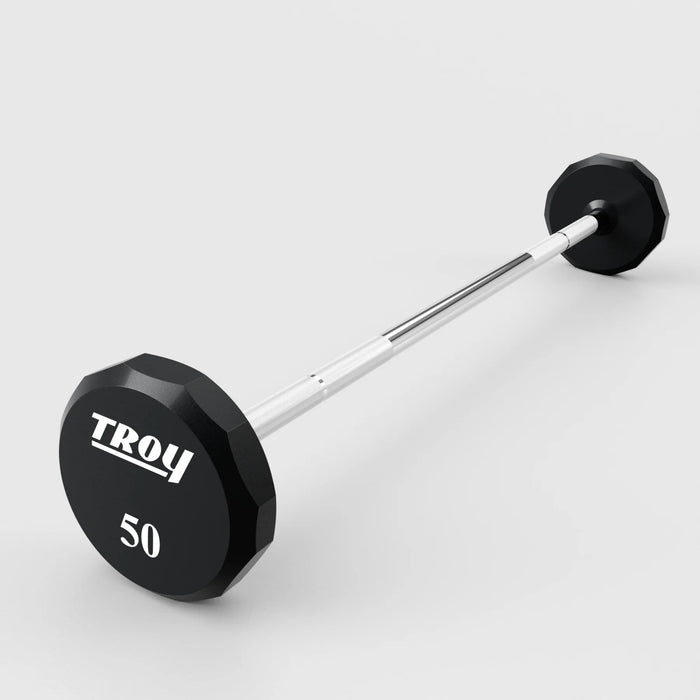 TROY 12 Sided Urethane (Straight Handle) Barbell Set with Rack