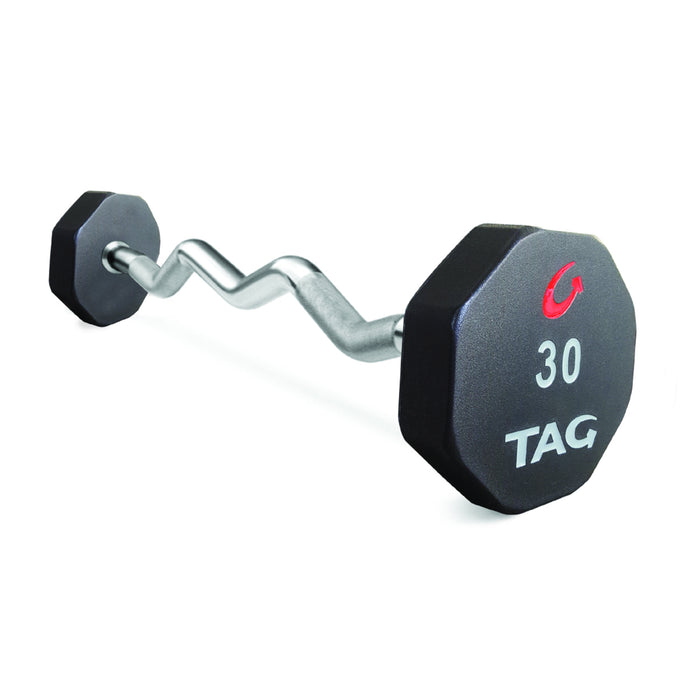 TAG 8-Sided Ultrathane® Fixed Barbell with EZ Curl Handle (Complete Set)