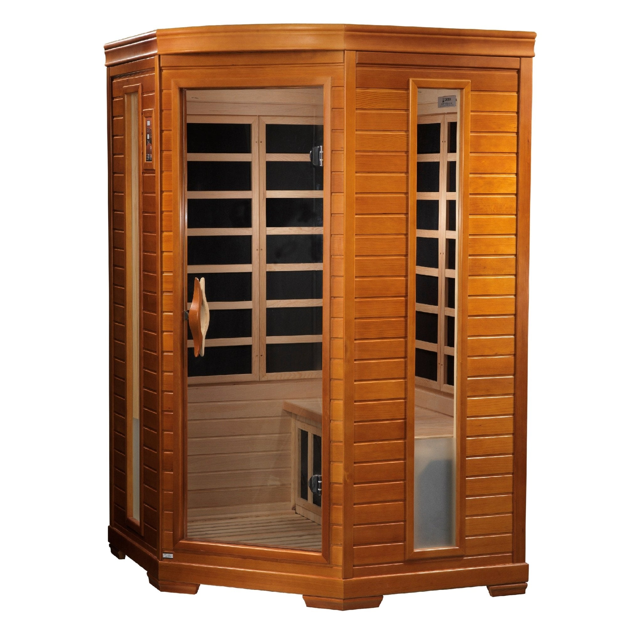 Dynamic Heming 2 - person Corner Low EMF FAR Infrared Sauna - Canadian Hemlock (DYN - 6225 - 02) - Infrared Saunas - Dynamic