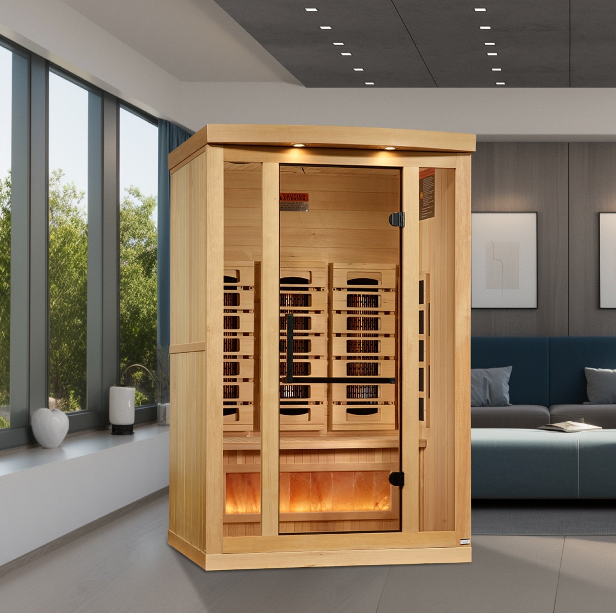 Golden Designs 2 - Person 2025 Reserve Edition Full Spectrum PureTech™ Near Zero EMF FAR Infrared Sauna with Himalayan Salt Bar - Canadian Hemlock (GDI - 8020 - 03) - Infrared Saunas - Golden Designs