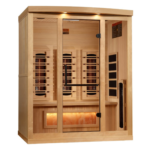 Golden Designs 3 - Person Reserve Edition Full Spectrum with Himalayan Salt Bar - Canadian Hemlock (GDI - 8030 - 03) - Infrared Saunas - Golden Designs