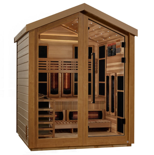Golden Designs Loviisa - 3 Person Hybrid (PureTech™ Full Spectrum IR or Traditional Stove) Outdoor Sauna - Canadian Red Cedar Interior - Saunas - Golden Designs