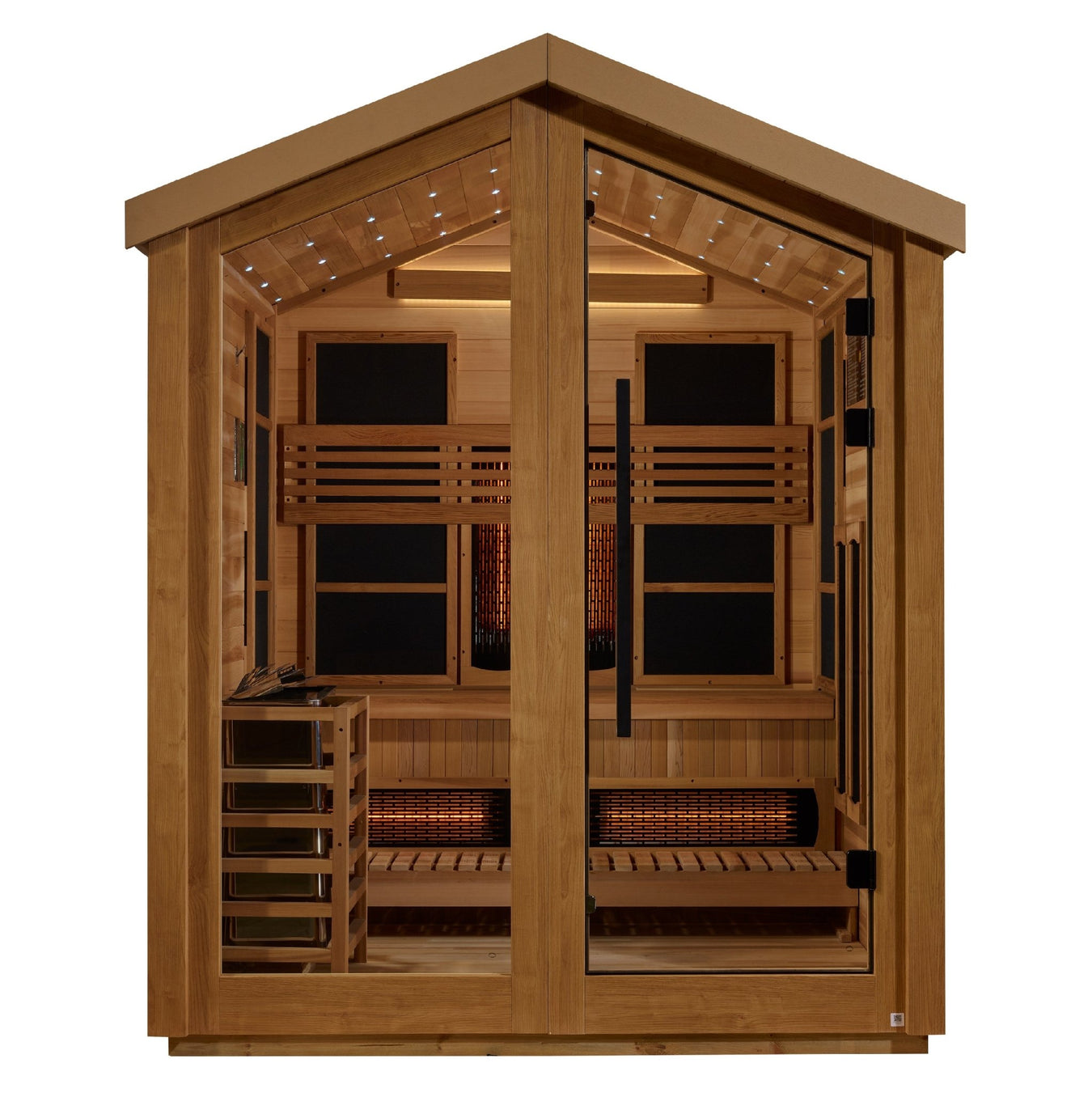 Golden Designs Loviisa - 3 Person Hybrid (PureTech™ Full Spectrum IR or Traditional Stove) Outdoor Sauna - Canadian Red Cedar Interior - Saunas - Golden Designs