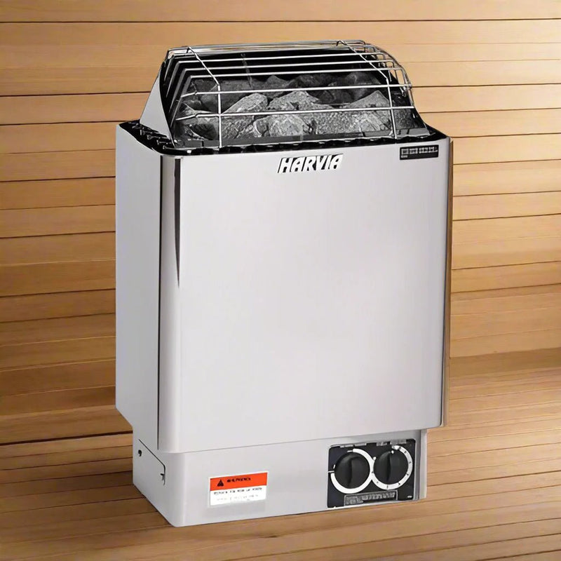 Harvia KIP Series 6kW Stainless Steel Sauna Heater - 240V 1PH with Built-In Time & Temperature Controls - Sauna Heaters