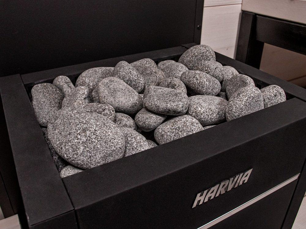 Harvia Sauna Heater Stones, Rounded Olivine | 33lbs per box - Sauna Stones - Harvia
