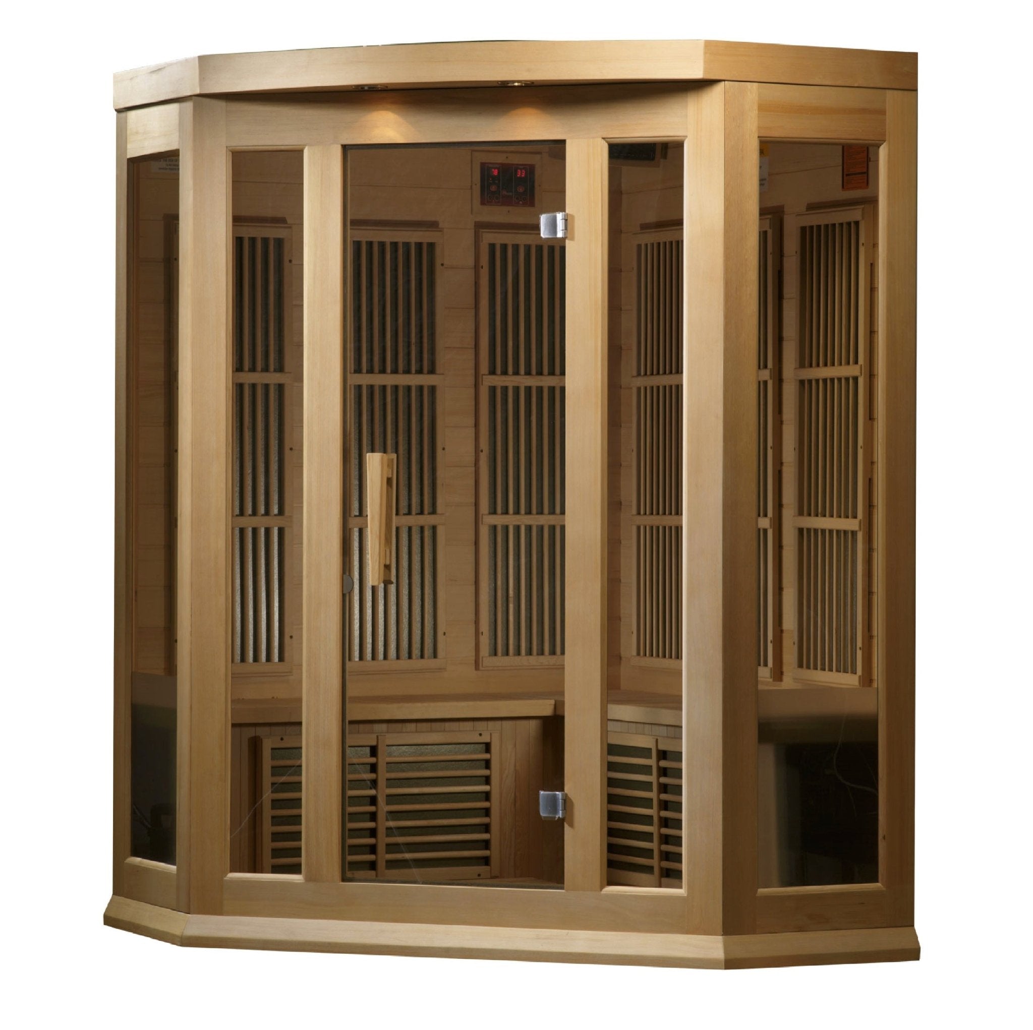 Maxxus 3 - Person Corner Low EMF FAR Infrared Sauna - Canadian Hemlock (MX - K356 - 01) - Infrared Saunas - Maxxus