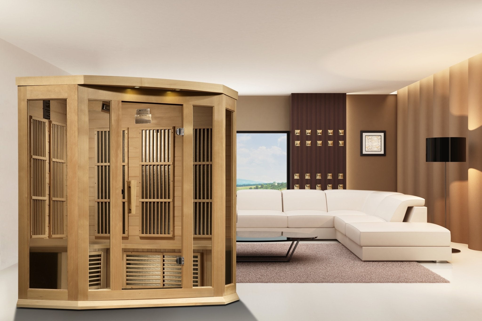 Maxxus 3 - Person Corner Low EMF FAR Infrared Sauna - Canadian Hemlock (MX - K356 - 01) - Infrared Saunas - Maxxus