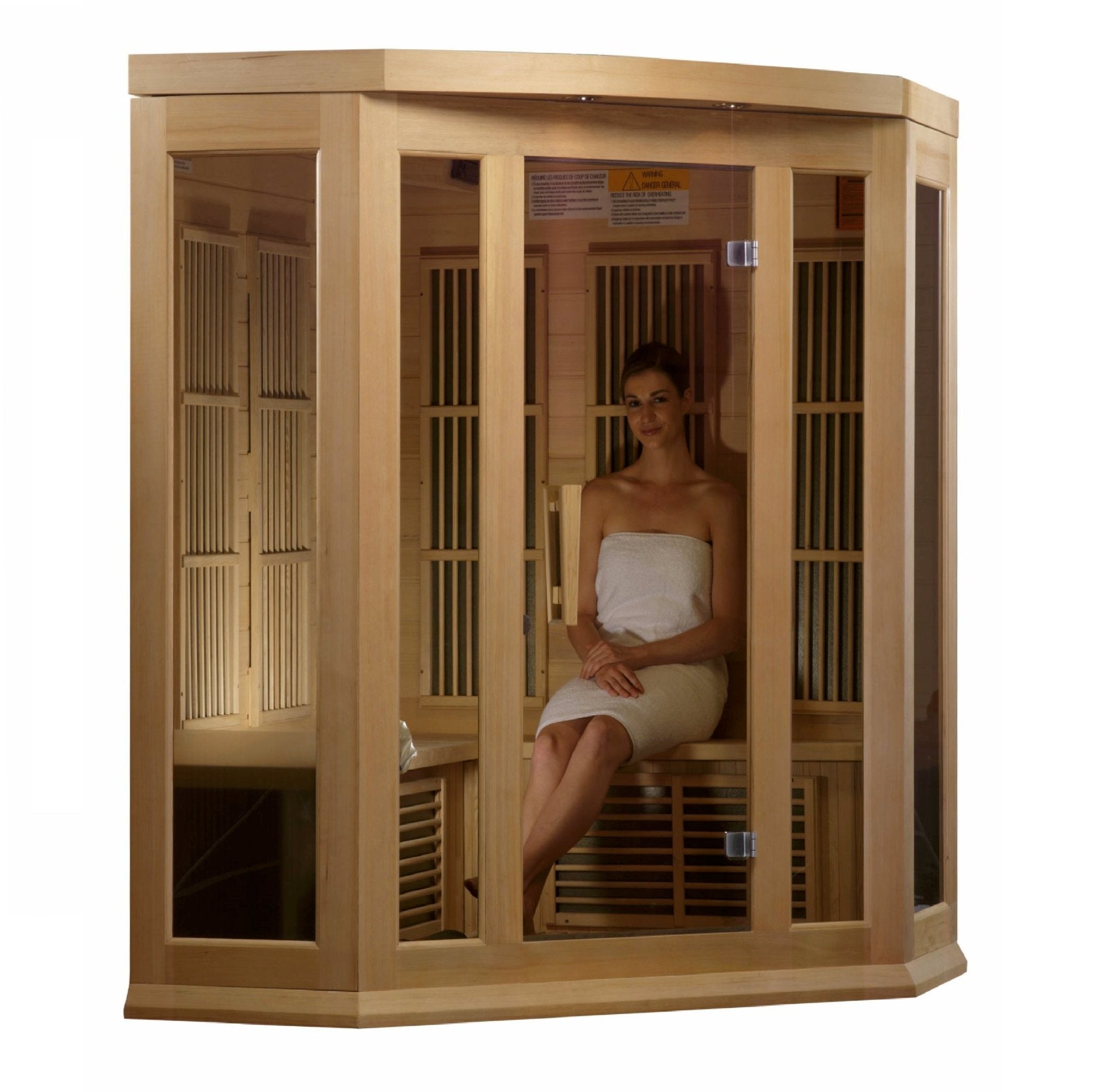 Maxxus 3 - Person Corner Low EMF FAR Infrared Sauna - Canadian Hemlock (MX - K356 - 01) - Infrared Saunas - Maxxus