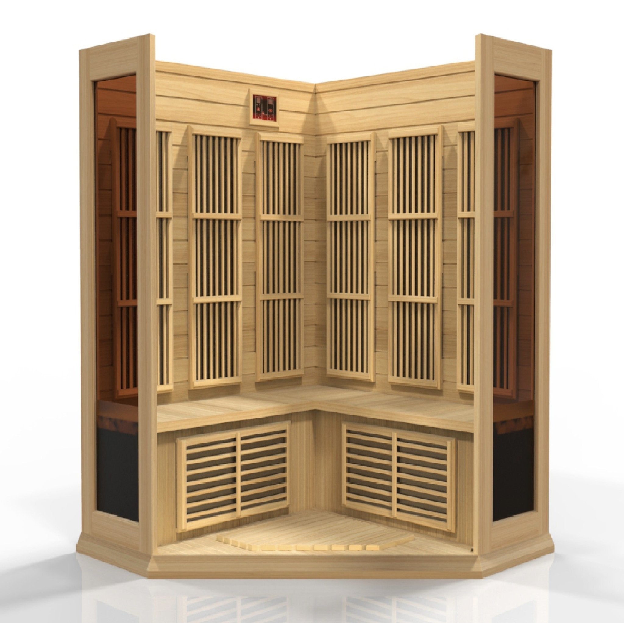 Maxxus 3 - Person Corner Low EMF FAR Infrared Sauna - Canadian Hemlock (MX - K356 - 01) - Infrared Saunas - Maxxus