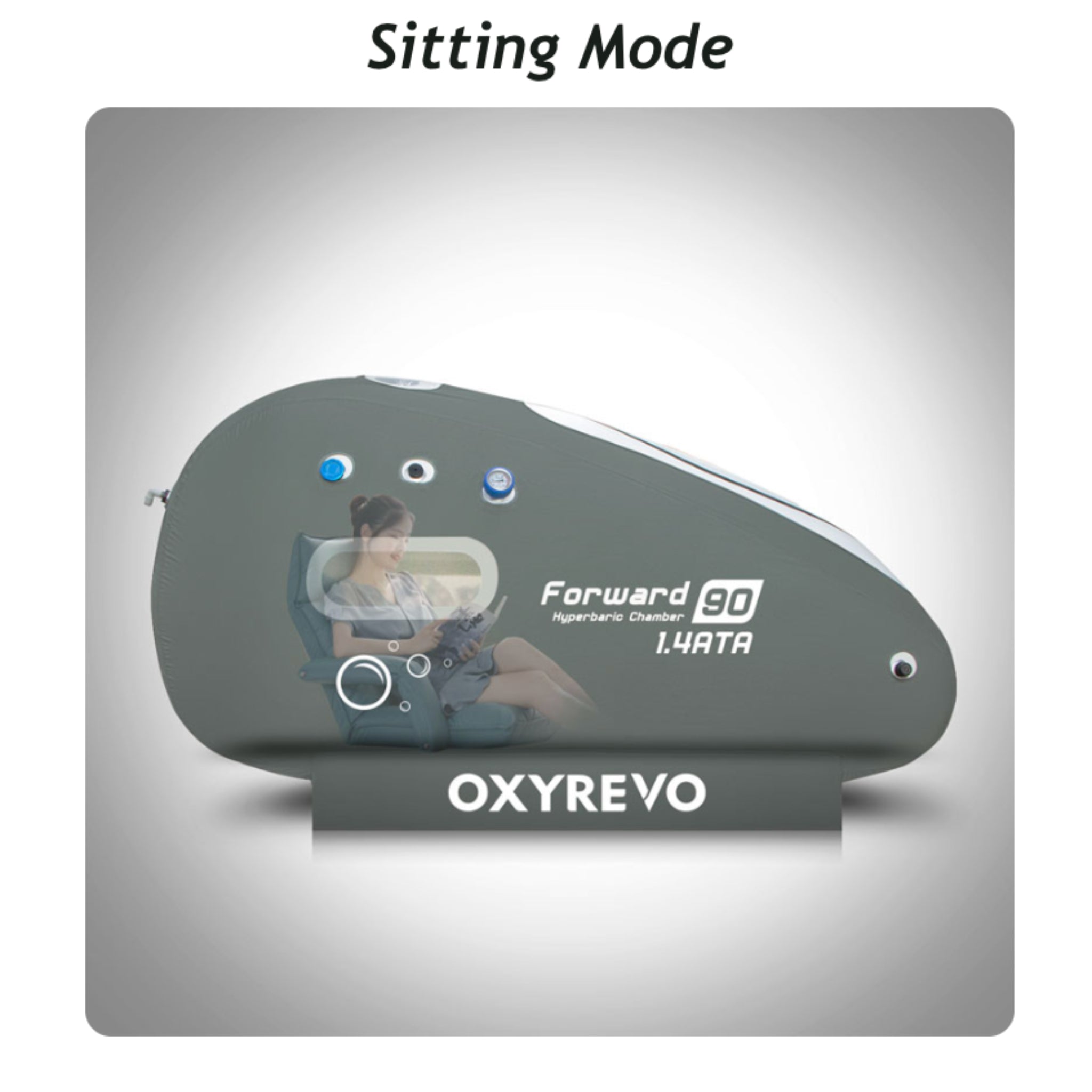 OxyRevo Forward90 1.4 to 1.5 ATA Portable Sitting Hyperbaric Chamber - hyperbaric chambers - Oxyrevo