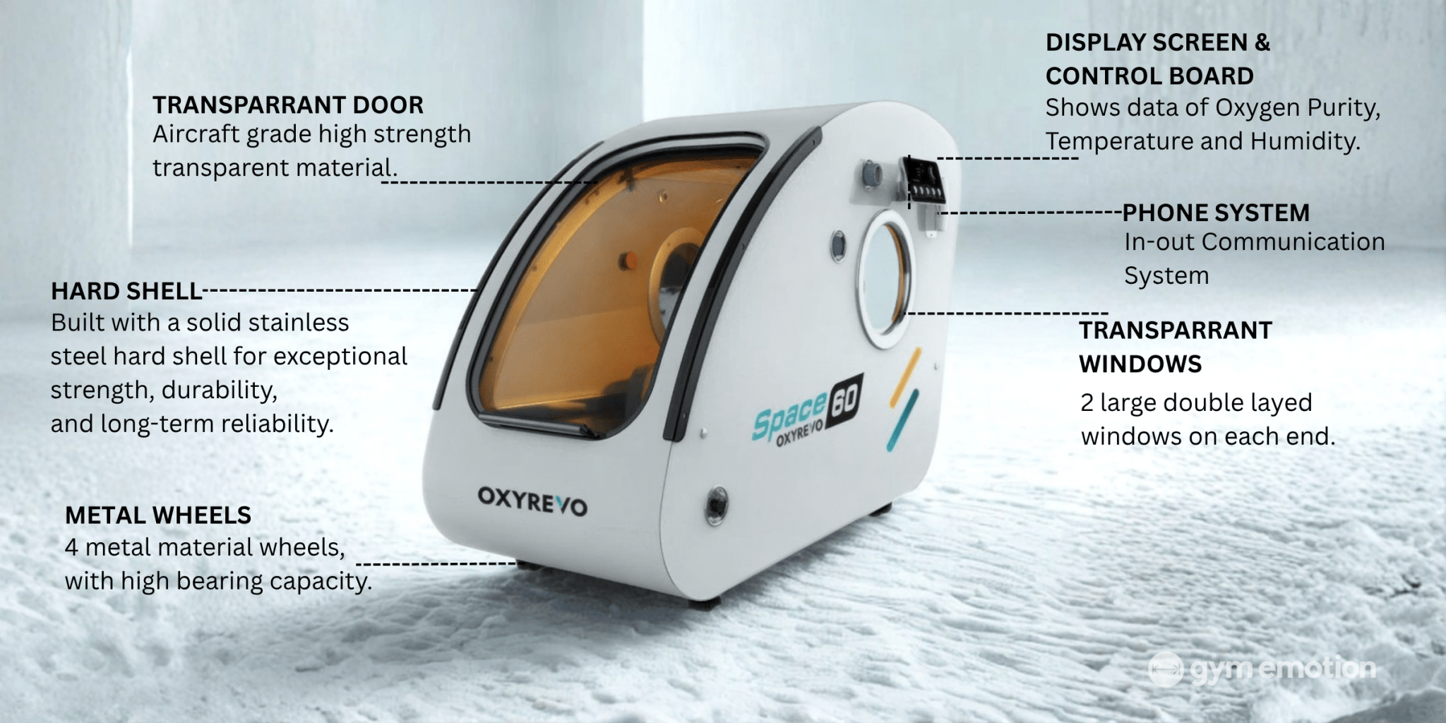 OxyRevo Space60 1.5 - 2.0 ATA Hard Sitting Hyperbaric Chamber-hyperbaric chambers-Oxyrevo