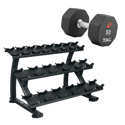 TAG Fitness 8-Sided Urethane Dumbbell Sets & Rack/s-Free Weights-TAG Fitness
