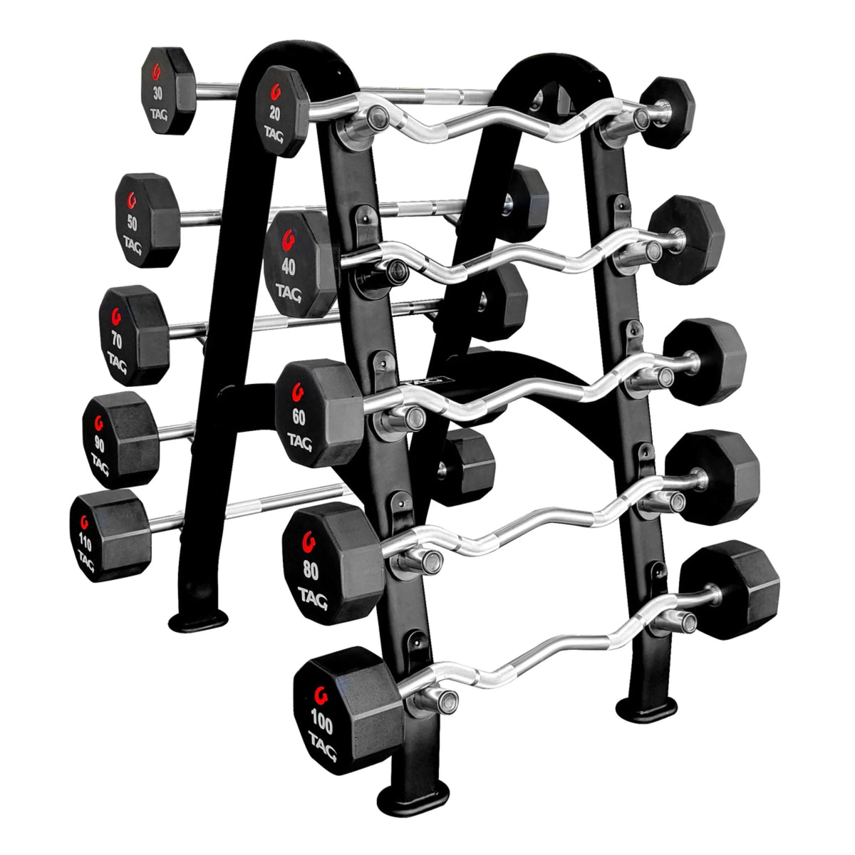 TAG Fitness Fixed Urethane Barbell Set & Rack - Gym Emotion