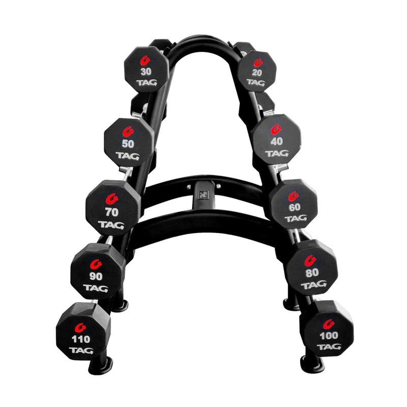 TAG Fitness Fixed Urethane Barbell Set & Rack - Free Weights - TAG Fitness
