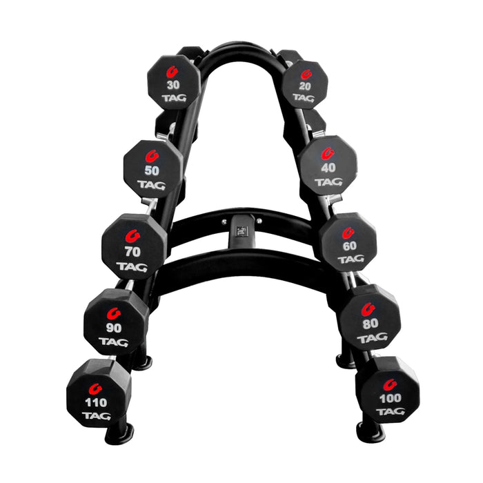 TAG Fitness Fixed Urethane Barbell Set & Rack - Free Weights - TAG Fitness