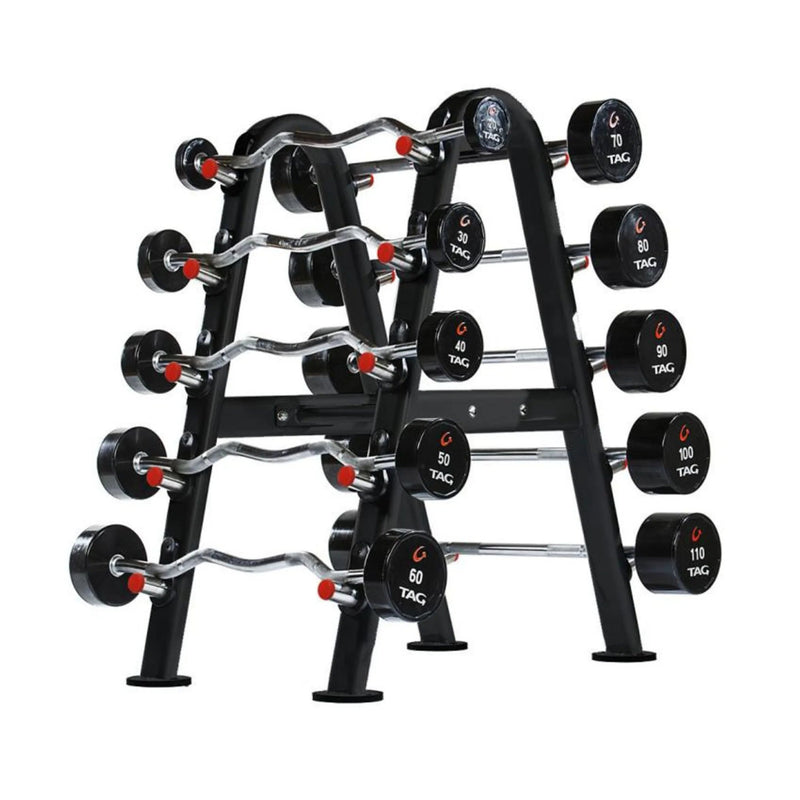 TAG Fitness Fixed Urethane Barbell Set & Rack - Free Weights - TAG Fitness