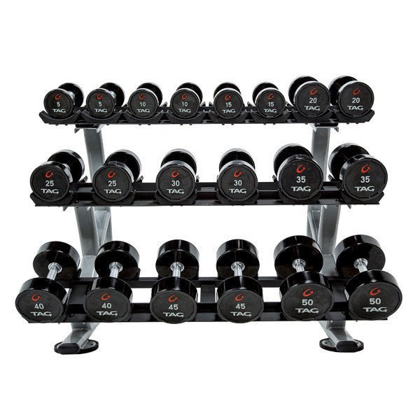 TAG Fitness Round Urethane Dumbbell Sets & Rack/s-Free Weights-TAG Fitness