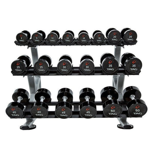 TAG Fitness Round Urethane Dumbbell Sets & Rack/s-Free Weights-TAG Fitness