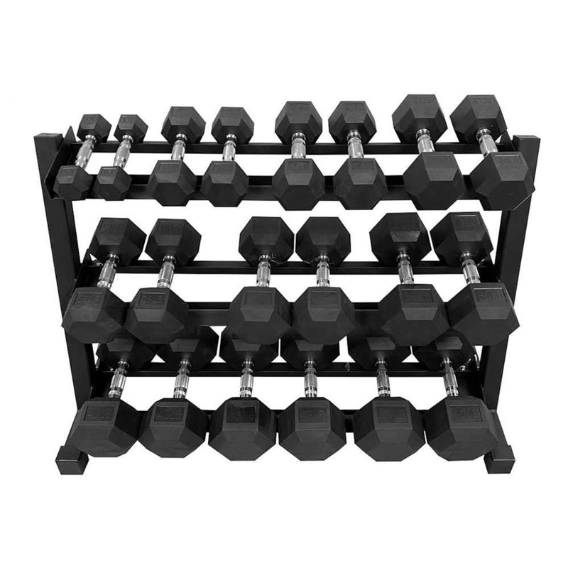 TAG Fitness Rubber Hex Dumbbells & Rack (5 - 50 lbs) - Free Weights - TAG Fitness