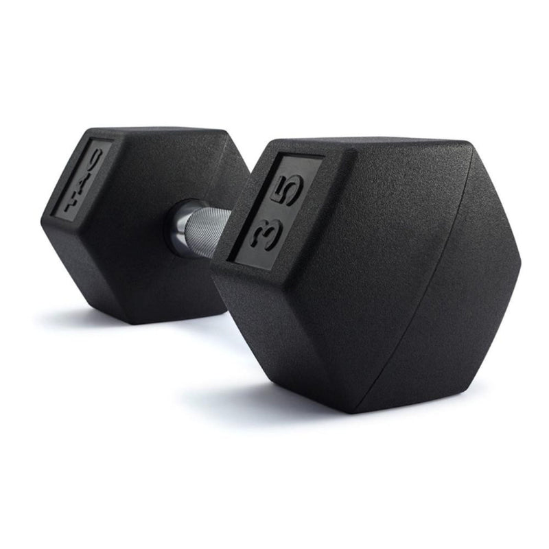 TAG Fitness Rubber Hex Dumbbells & Rack (5 - 50 lbs) - Free Weights - TAG Fitness